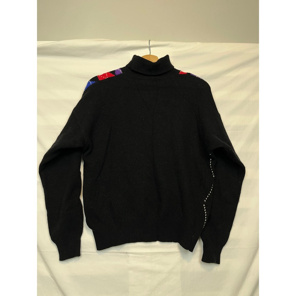 VTG Rafaella Argyle‎ Turtleneck Fuzzy Artsy Angora Lambswool Dark Academia 80s L - Picture 3 of 9
